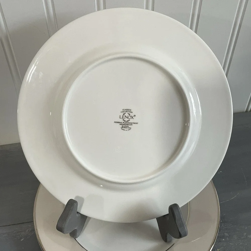 Lenox China Federal Platinum Frost Trim Set of 2 Salad Plates 8.25